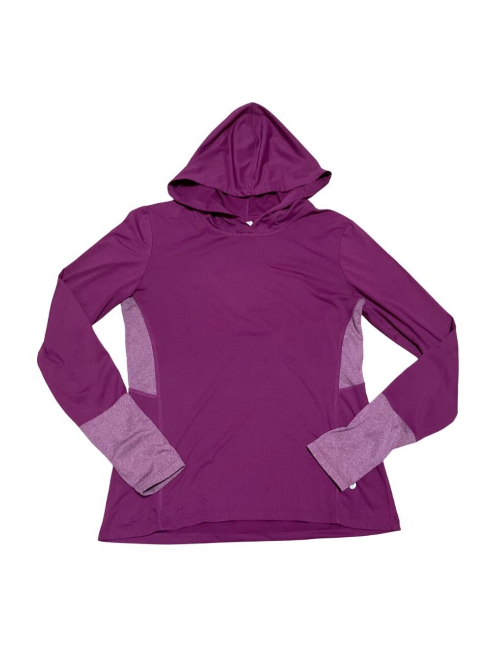 Ballys Lightweight Purple Hooded Long Sleeve Active Top Size S With Heathered Pa